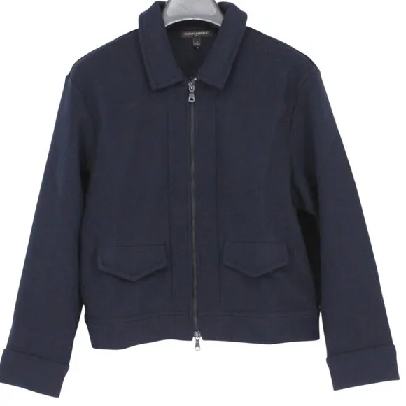 Banana Republic Melton Volume Preppy Jacket in Navy Blue Size Medium - Picture 2 of 11